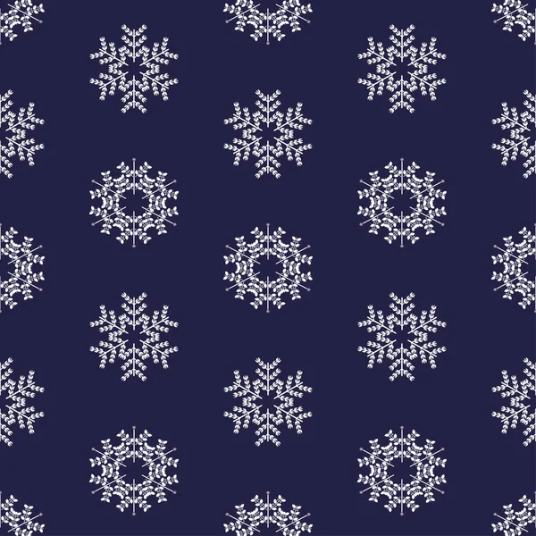 Muster von Schneeflocken auf blau — Stockvektor