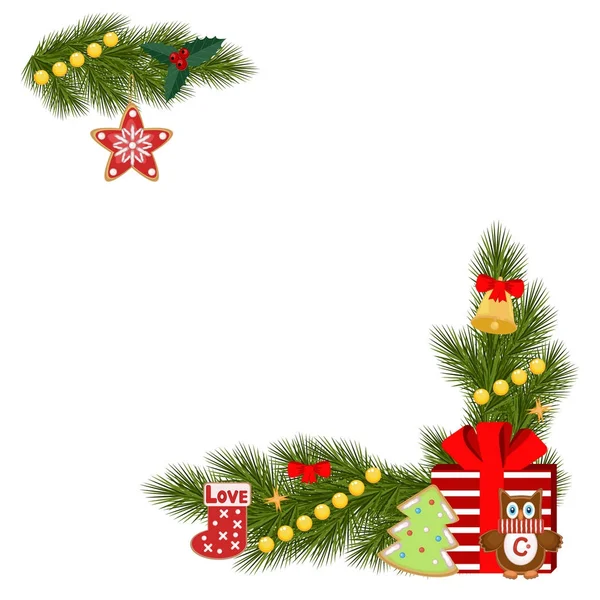 Christmas corner with cookies — Stock Vector