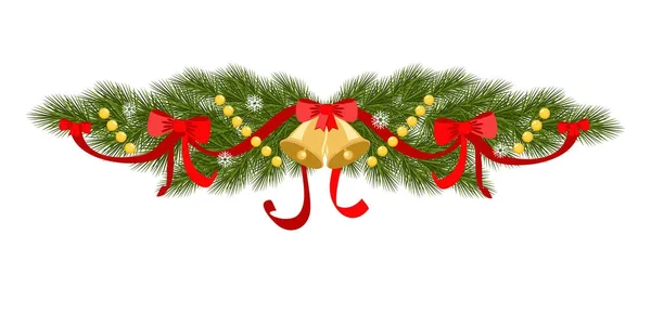 Christmas garland in red — Stock Vector