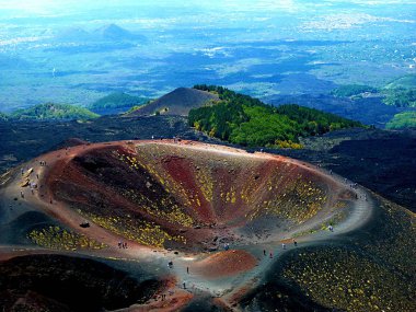 breathtaking views of an extinct crater of Etna, italy clipart