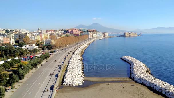 View of the seafront of Naples - Italy — Stock Video