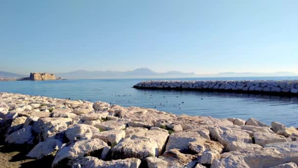 Vista del paseo marítimo de Nápoles - Italia — Vídeo de stock