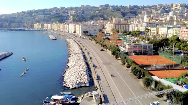 Vista del paseo marítimo de Nápoles - Italia — Vídeo de stock