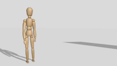 3D render ahşap kukla bekleyen