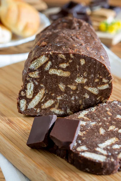 Crunchy chocolate salami — Stock Photo, Image