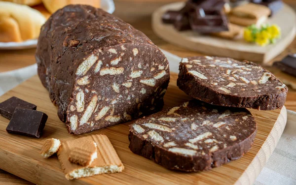 Crunchy chocolate salami — Stock Photo, Image