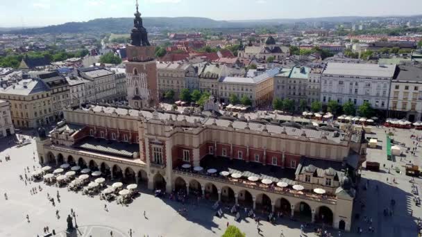 Vista dall'alto della Piazza del Mercato - Cracovia - Polonia — Video Stock