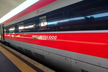 Frecciarossa train on railway clipart