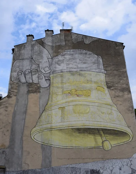 Murales no bairro judeu - Cracóvia - Polónia — Fotografia de Stock