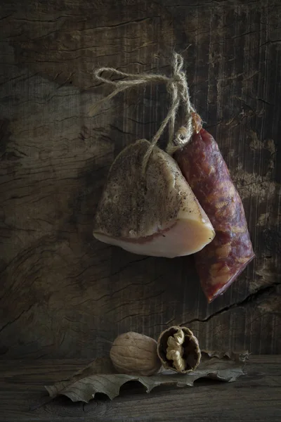 Italian salami and bacon — Stock Photo, Image