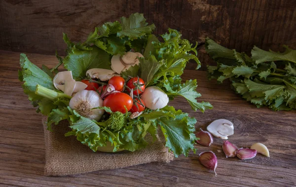 Alho Tomates Cogumelos Buquê Brócolis — Fotografia de Stock