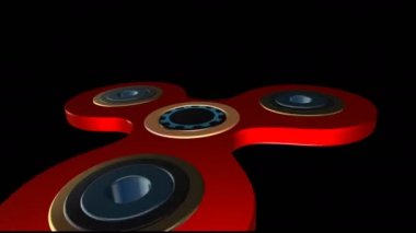uzayda döner kırmızı spinner 3d render