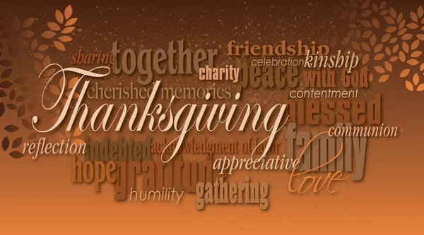 Thanksgiving holiday word montage with leaves — Stock Vector