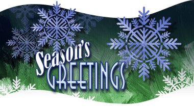 Dalga arka plan üzerinde kar tanesi süslemeli Noel Mevsim Tebrikleri.