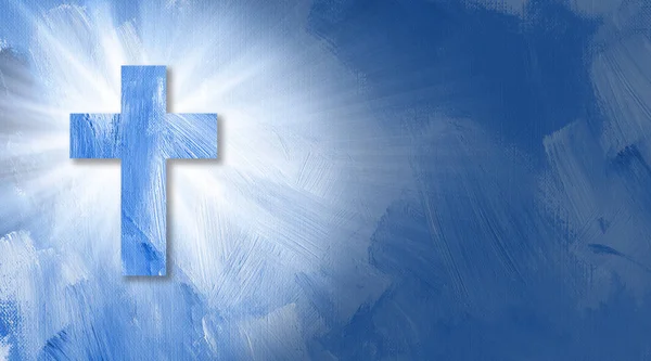 Графический христианский крест с абстрактными лучами света . — стоковое фото