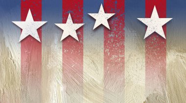 Dikey çizgili arka plan ile Amerikan yıldız