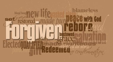 Christian forgiven word montage clipart