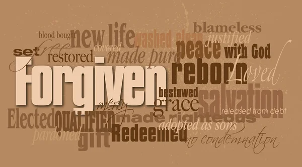 Christian forgiven word montage — Stock Vector