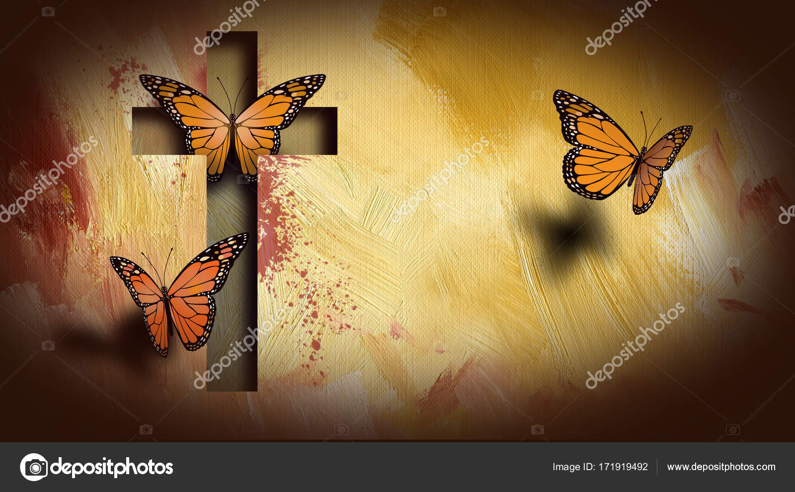 Christian Cross of Jesus setting butterflies free — Stock ...