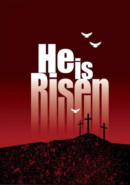 On je Risen velikonoční kříže a holubice na obzoru — Stock fotografie