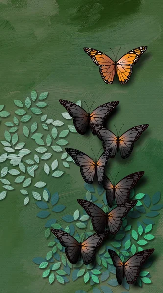 Özel kelebek kelebekler gelişmekte olan bir grup önde gelen — Stok fotoğraf