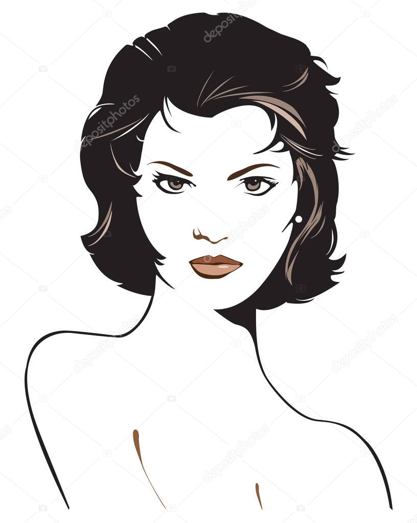 Graphic woman beauty with short black hair