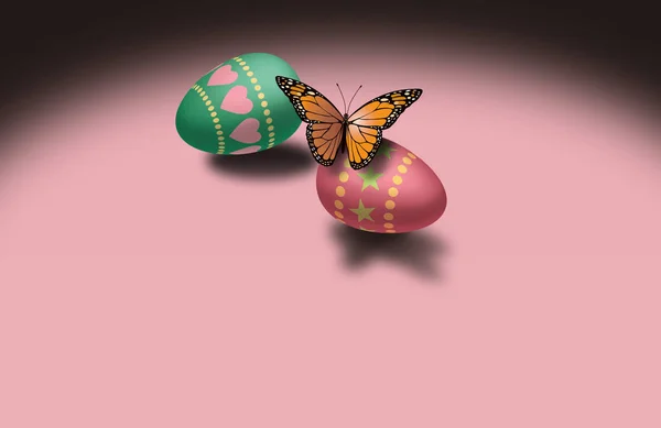 Motyl i Wielkanoc jaja — Zdjęcie stockowe