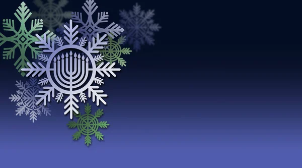 Hanuka Menorah és hópelyhek ünnep díszek háttér grafika — Stock Fotó