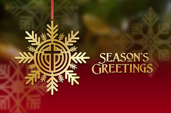 Christmas snowflake with Christian cross tree ornament background — ストック写真