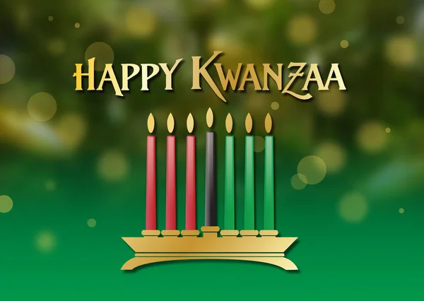 Kwanzaa Feiertagsfeier grafischer Hintergrund in sanft leuchtenden goldenen Lichtern — Stockfoto