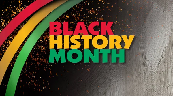 Black History Month title treatment with ribbons against brushstroke texture background — Stock Photo, Image