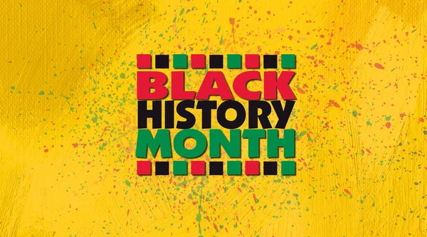 Black History Month title treatment against yellow gold grunge background — Stock Photo, Image