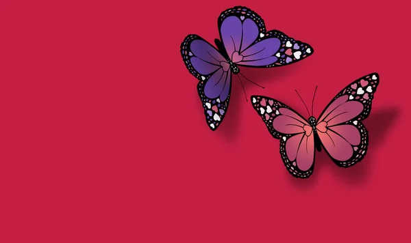 Valentines Schmetterlinge treffen sich zusammen grafischer Hintergrund — Stockfoto