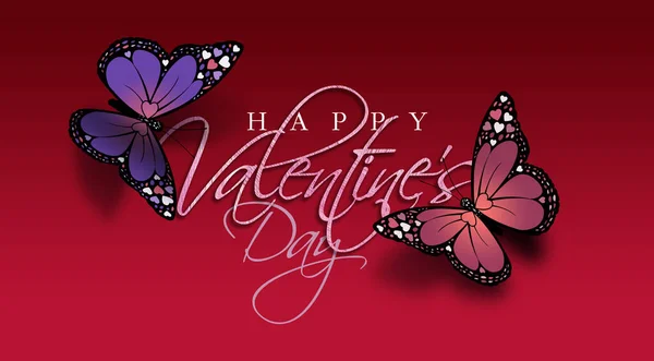Happy Valentines Butterflies greeting graphic background — Stock Photo, Image