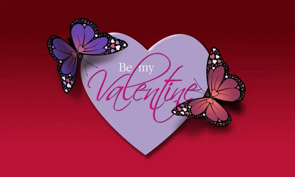 Bądź moim Valentine Butterflies z tłem graficznym Heart — Zdjęcie stockowe