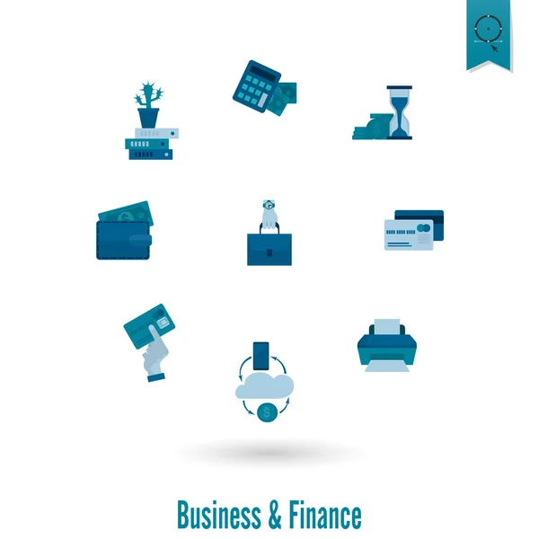 Set de pictograme de afaceri și finanțe — Vector de stoc