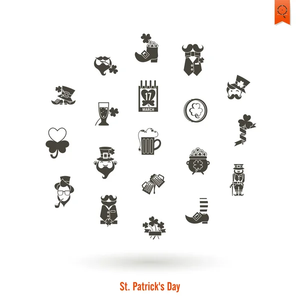 Ensemble d'icônes isolées de la Saint Patricks Day — Image vectorielle