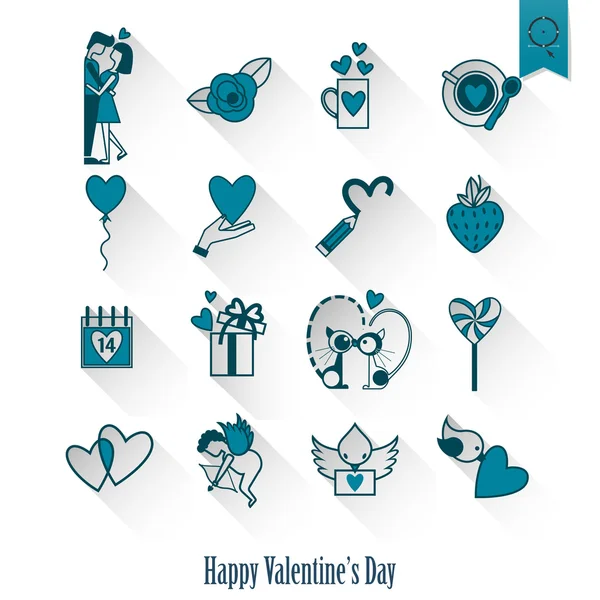 Feliz día de San Valentín Iconos — Archivo Imágenes Vectoriales