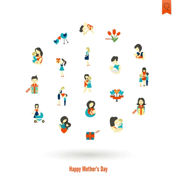 Happy Mothers Day Icons — Stock Vector