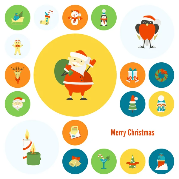 Kolekce ikon Vánoce a zima — Stockový vektor