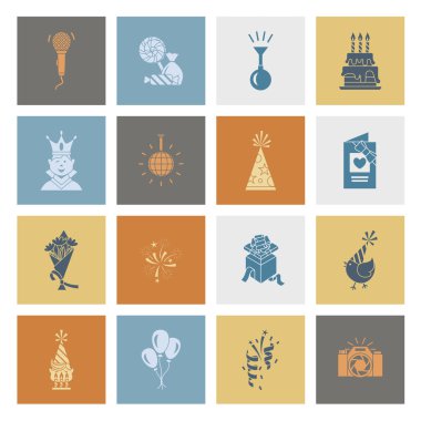 Mutlu doğum günü Icons set