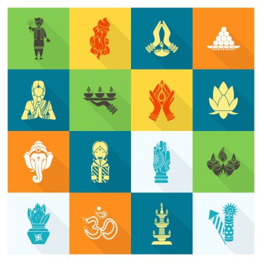 Diwali. Hint Festivali simgeler