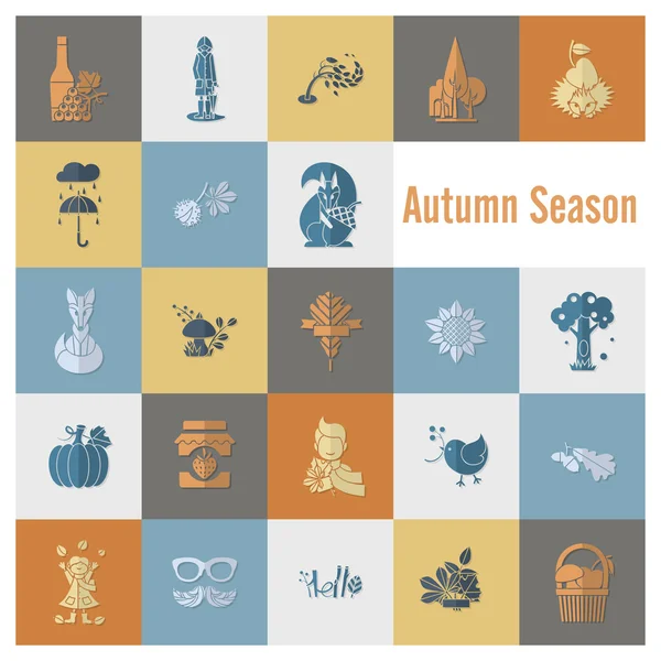 Set van plat herfst pictogrammen — Stockvector