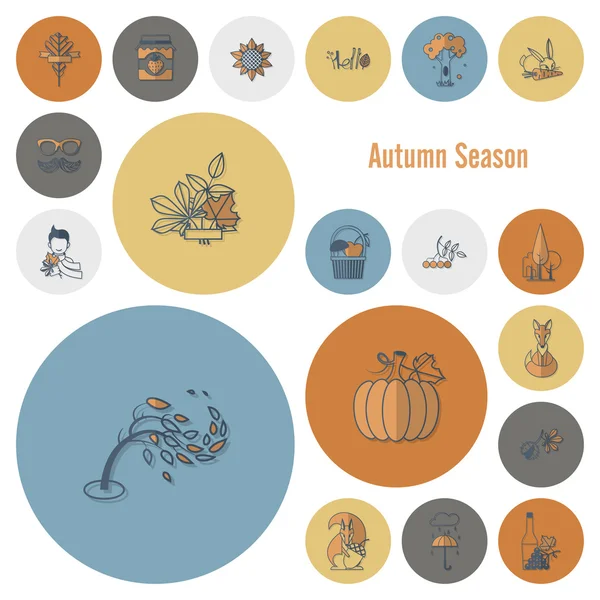 Set of Flat Autumn Icons — Stock Vector