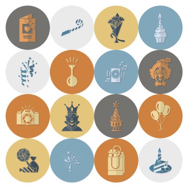 Mutlu doğum günü Icons set