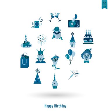 Mutlu doğum günü Icons set