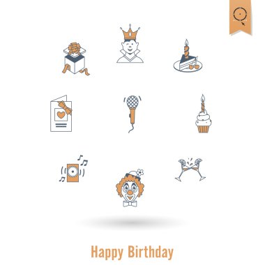 Mutlu doğum günü Icons set