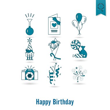 Mutlu doğum günü Icons set
