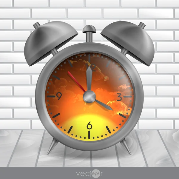 Metal Classic Style Alarm Clock — Stock Vector