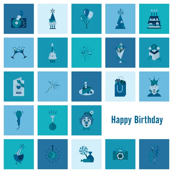 Conjunto de iconos de feliz cumpleaños — Archivo Imágenes Vectoriales